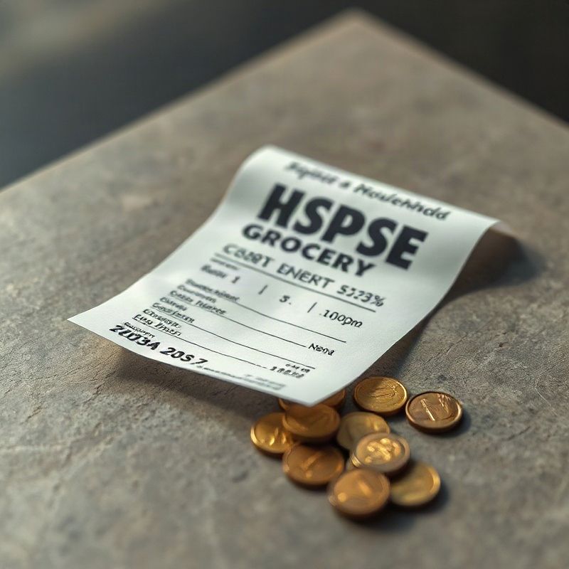 Recibo de compra y monedas sobre una superficie de tono pizarra